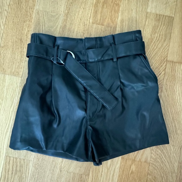 NWT Black Leather Shorts - Picture 1 of 3